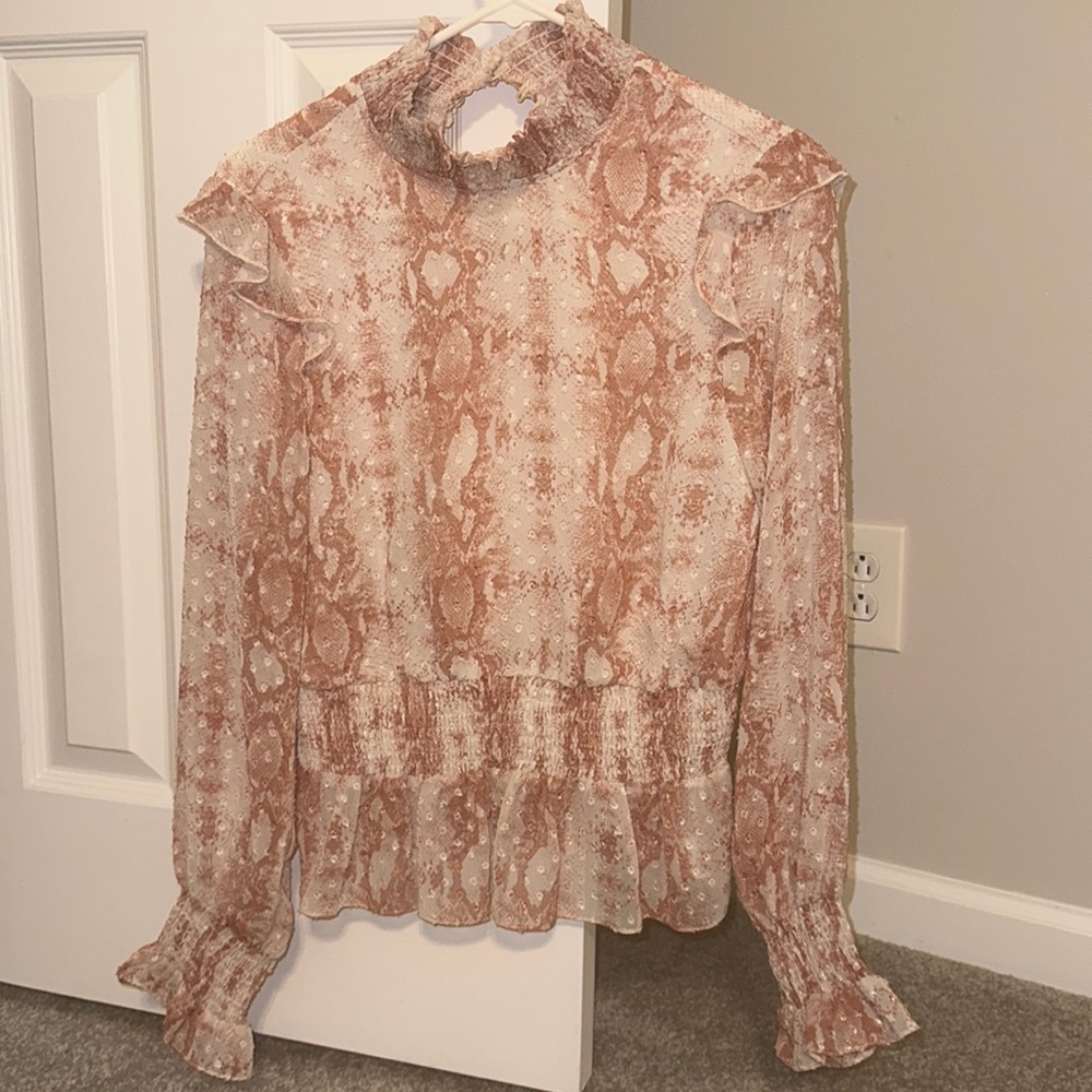 Fate Smocked Snake Print Top